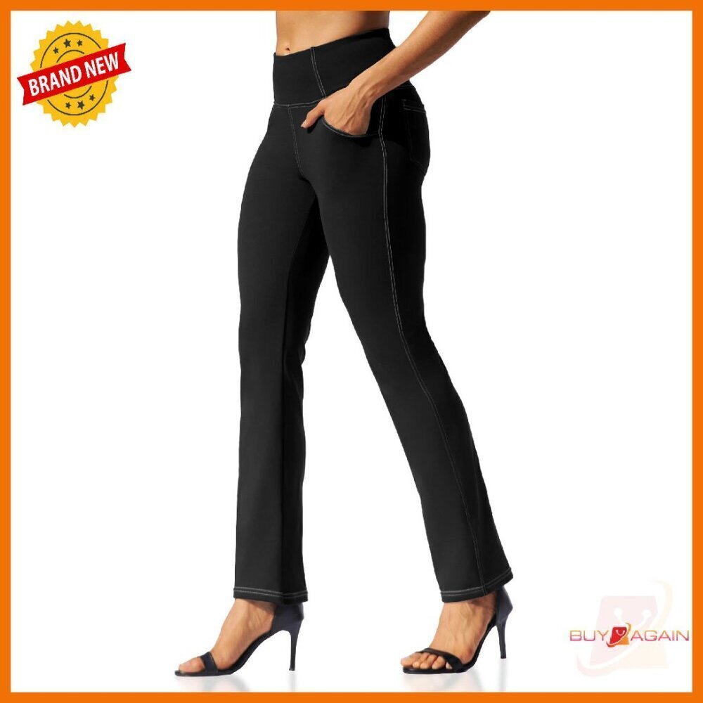 High Waisted Yoga Pants with Pockets Tummy Control Straight Leg